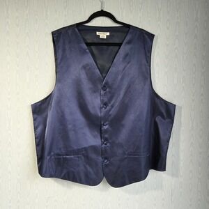 Daniel Ellissa Mens 3XL Vest Satin Navy Blue Cinch Back Formal Dapper‎
